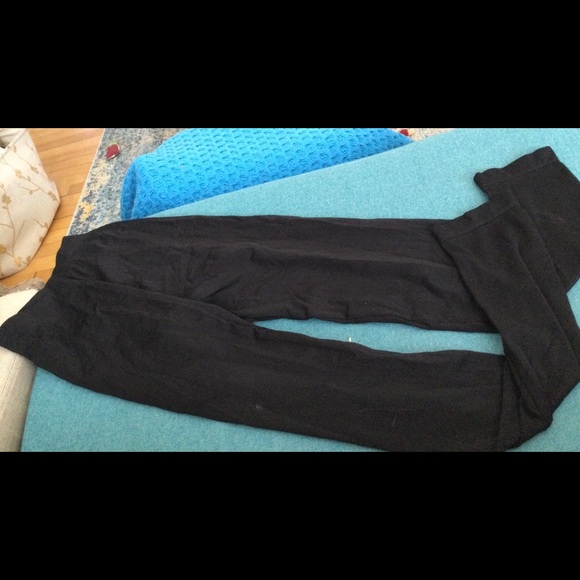 Black stretch nylon full length leggings - Picture 2 of 2